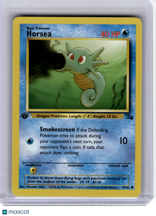 1999 Pokemon—Horsea #49/62 Fossil—Common Non-Holo (First Edition)
