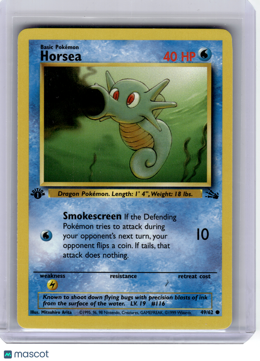 1999 Pokemon—Horsea #49/62 Fossil—Common Non-Holo (First Edition)