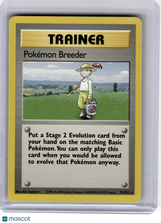 1999 Pokemon—Pokemon Breeder #76/102 Base Set—Rare Non-Holo