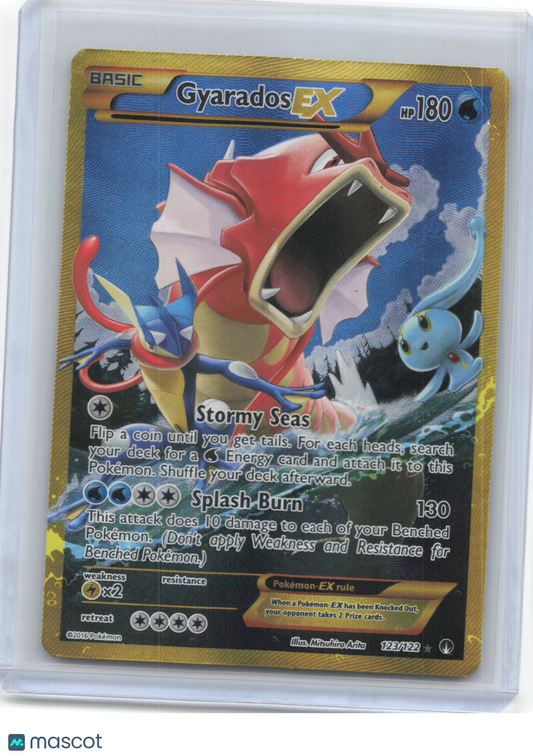 2016 Pokemon—Gyarados EX (Secret) #123/122 BREAKpoint—SR Gold (Water Damaged)