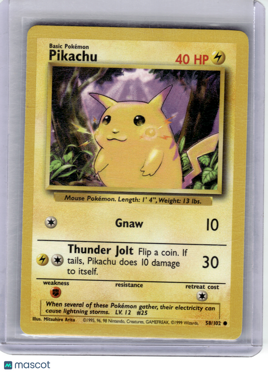 1999 Pokemon—Pikachu #58/102 Base Set—Common Non-Holo