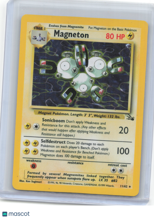 1999 Pokemon—Magneton #11/62 Fossil—Rare Holo (Heavily Played)