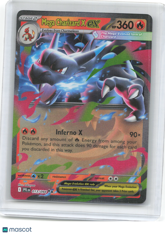 2025 Pokemon—Mega Charizard X ex #13/94 Phantasmal Flames—Double Rare Foil