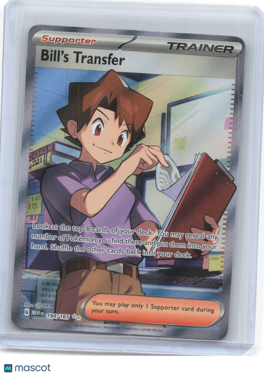 2023 Pokemon—Bill's Transfer #194/165 Scarlet & Violet 151—Ultra Rare Foil