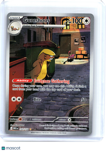 2025 Pokemon—Gumshoos #153/132 Mega Evolution—Illustration Rare Foil