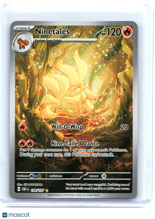 2023 Pokemon—Ninetales #199/197 Obsidian Flames—IR Foil (Lightly Played)
