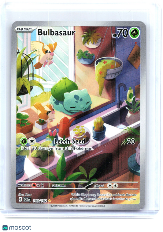 2024 Pokemon—Bulbasaur #143/142 Stellar Crown—Illustration Rare Foil