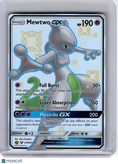 2019 Pokemon—Mewtwo GX #SV59/SV94 Hidden Fates: Shiny Vault—Shiny Holo Rare[LP]