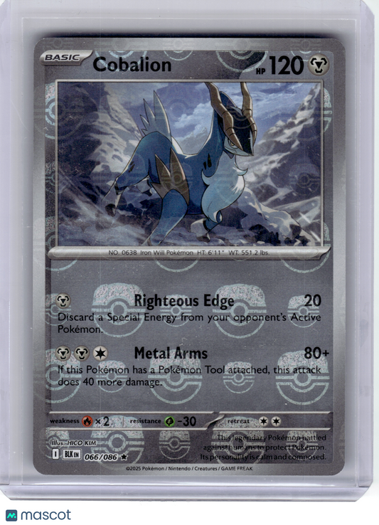 2025 Pokemon—Cobalion #66/86 SV: Black Bolt—Rare Foil (Master Ball Pattern)