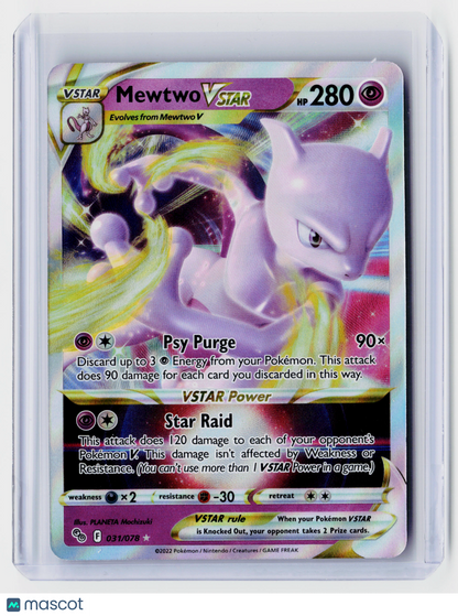 2022 Pokemon—Mewtwo VSTAR #031/078 Pokémon GO—Ultra Rare Holo