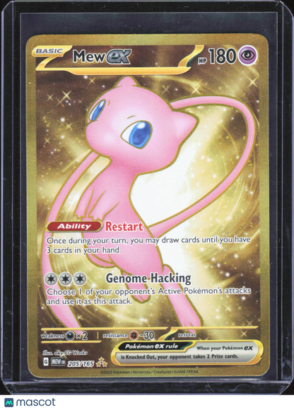 2023 Pokemon—Mew ex #205/165 Scarlet & Violet 151—Hyper Rare Gold
