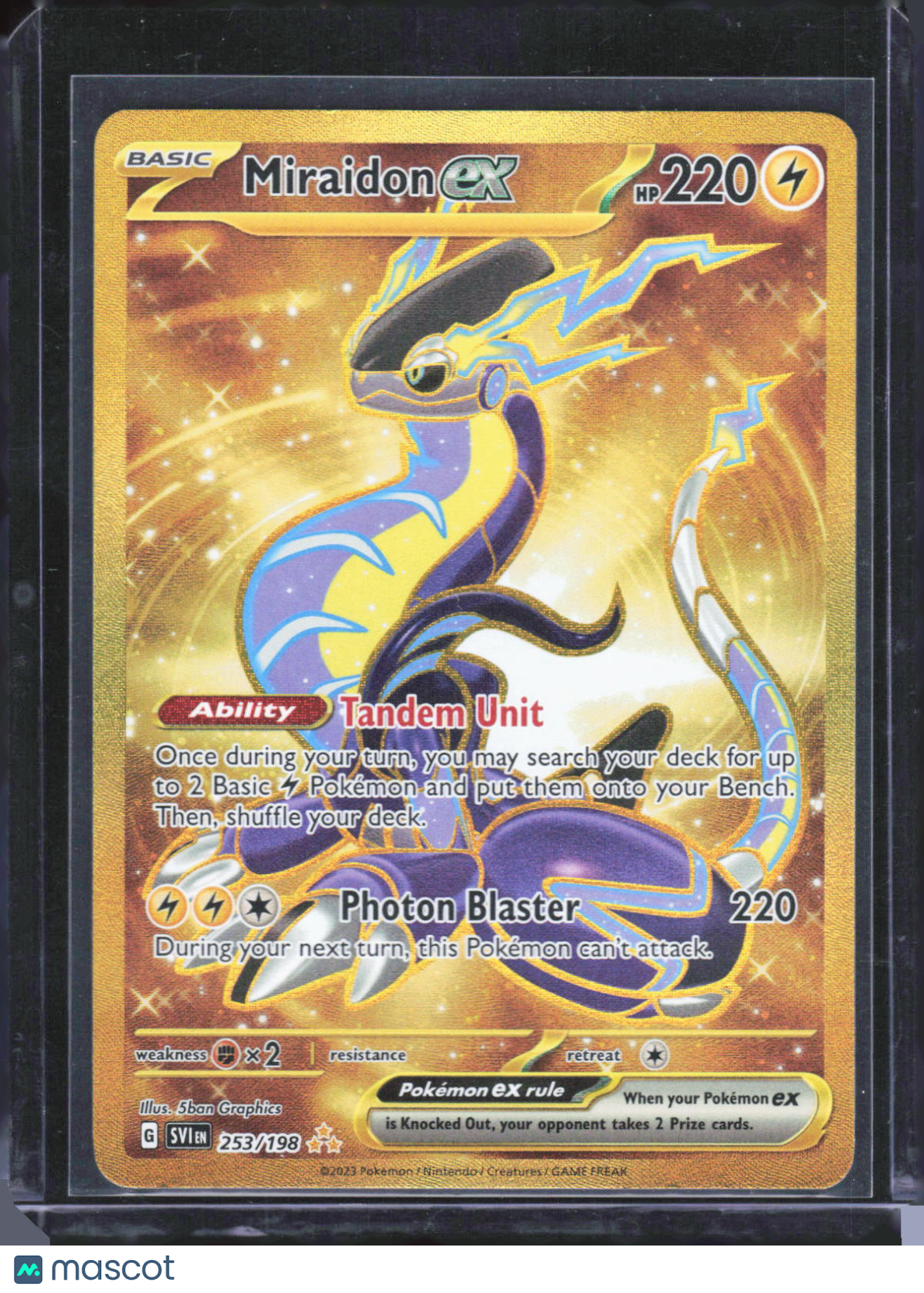 2023 Pokemon—Miraidon ex #253/198 Scarlet & Violet Base Set—Hyper Rare Gold