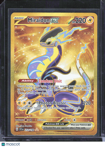 2023 Pokemon—Miraidon ex #253/198 Scarlet & Violet Base Set—Hyper Rare Gold