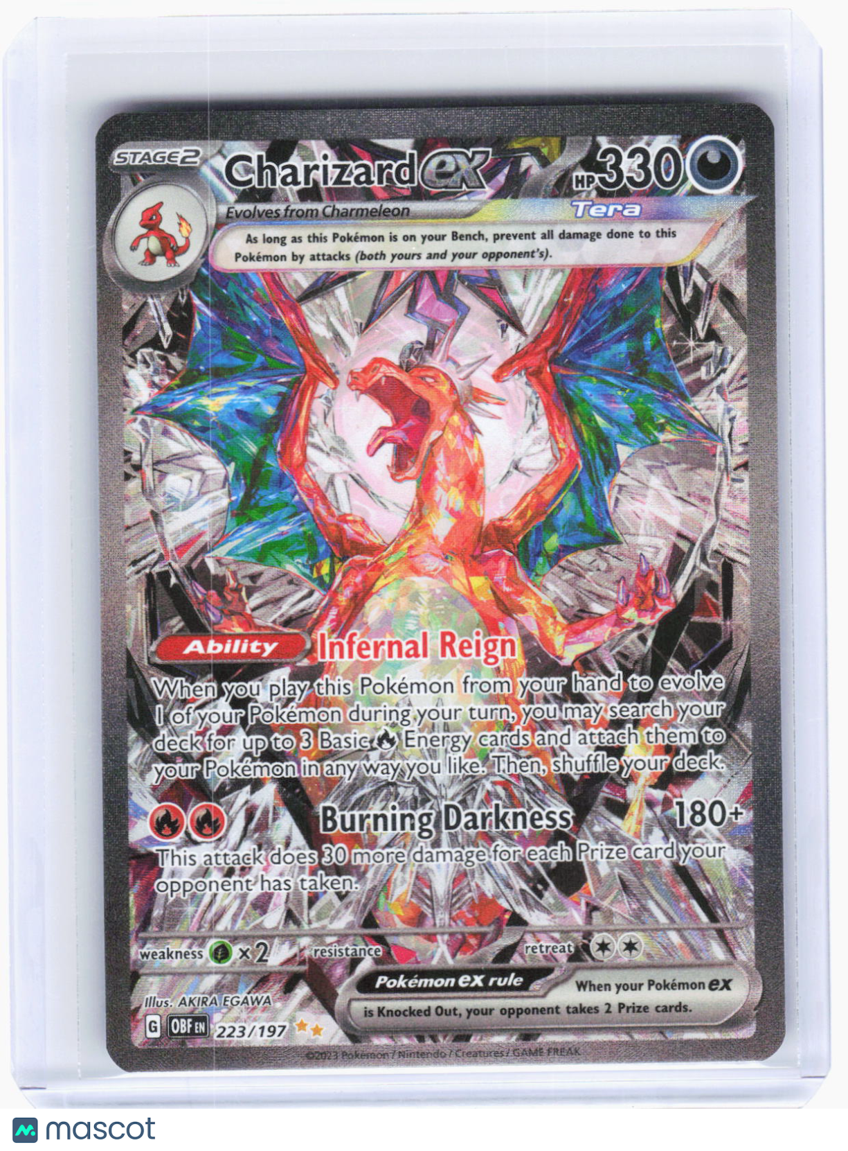 2023 Pokemon—Charizard ex #223/197 Obsidian Flames—SIR Holo (Lightly Played)
