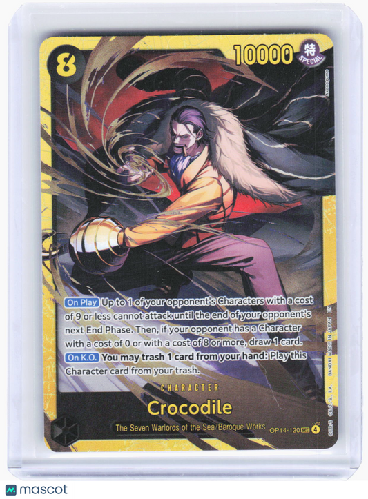 2023 One Piece Card Game—Crocodile #OP14-120 The Azure Sea's Seven—SEC Foil