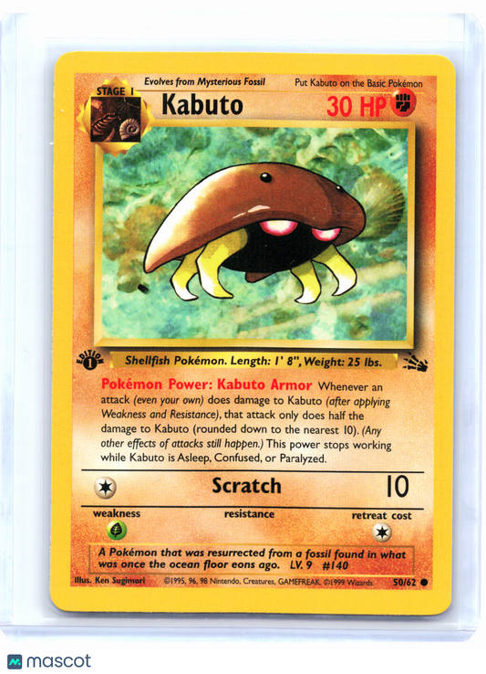 1999 Pokemon—Kabuto #50/62 Fossil—Common Nonholo (1st Edition) [Lightly Played]