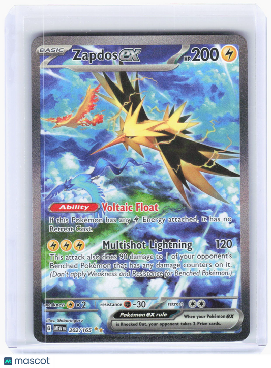 2023 Pokemon—Zapdos ex #202/165 Scarlet & Violet 151—SIR Holo
