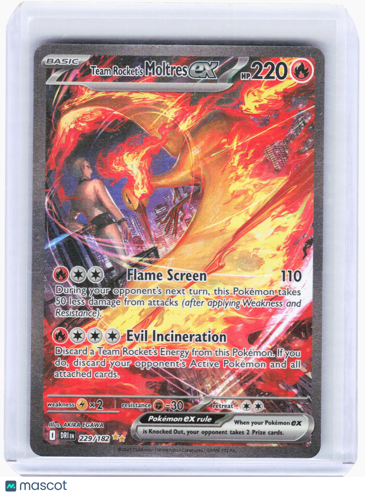 2025 Pokemon—Team Rocket's Moltres ex #229/182 Destined Rivals—SIR Holo ...