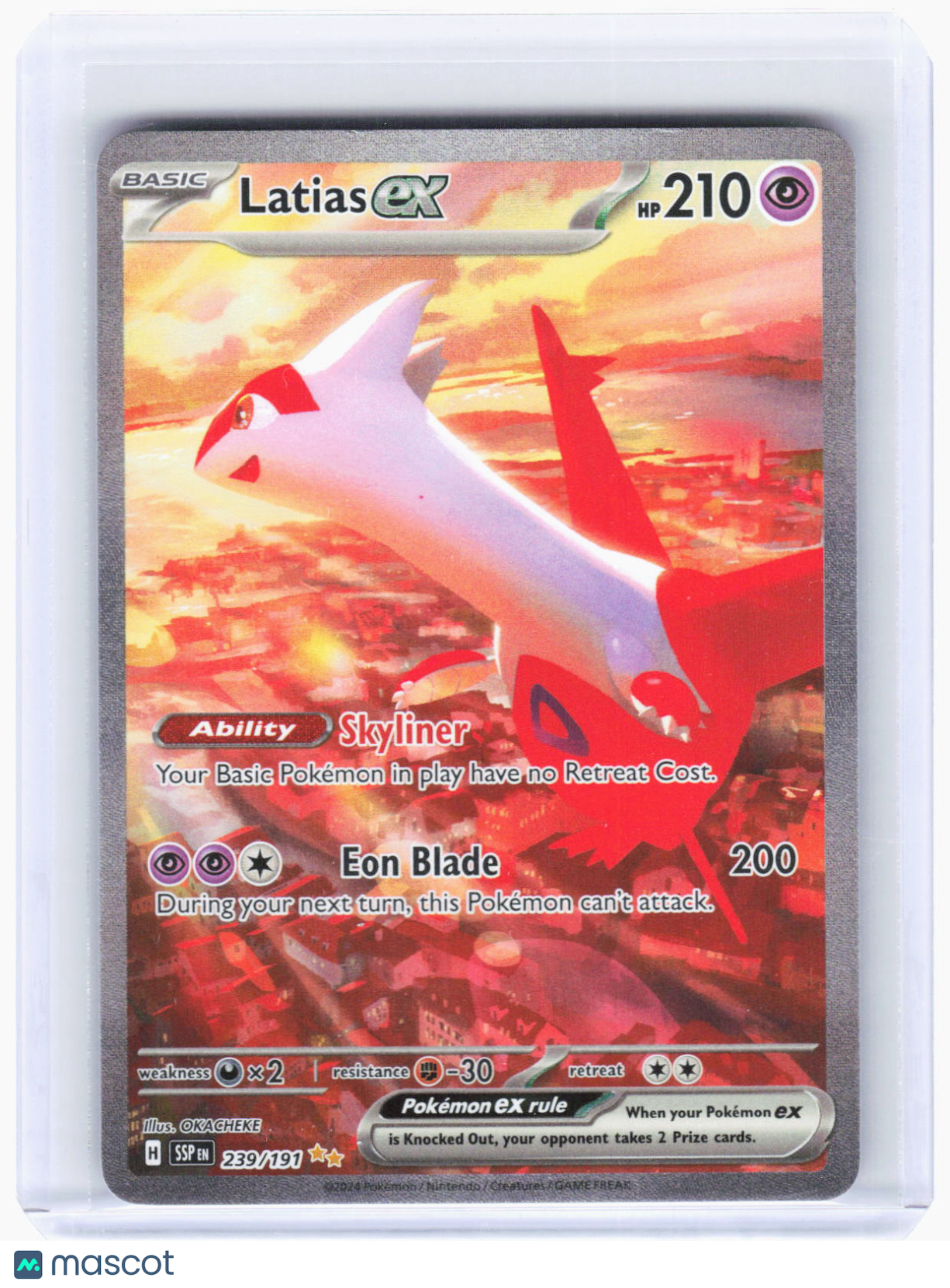 2024 Pokemon—Latias ex #239/191 Surging Sparks—SIR Holo (Lightly Played)