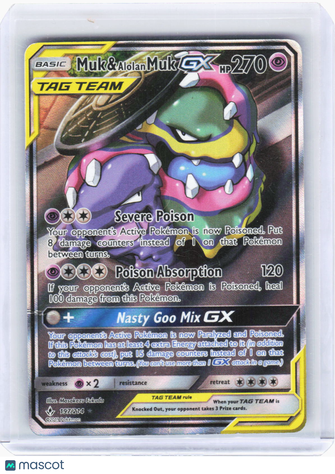 2019 Pokemon—Muk & Alolan Muk GX (Full Art) #197/214 Unbroken Bond—UR Foil (DMG)