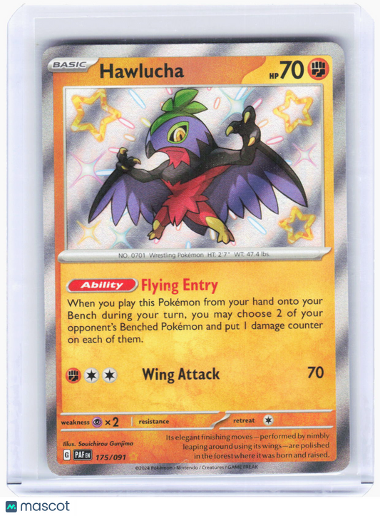 2024 Pokemon—Hawlucha #175/91 Paldean Fates—Shiny Rare Foil