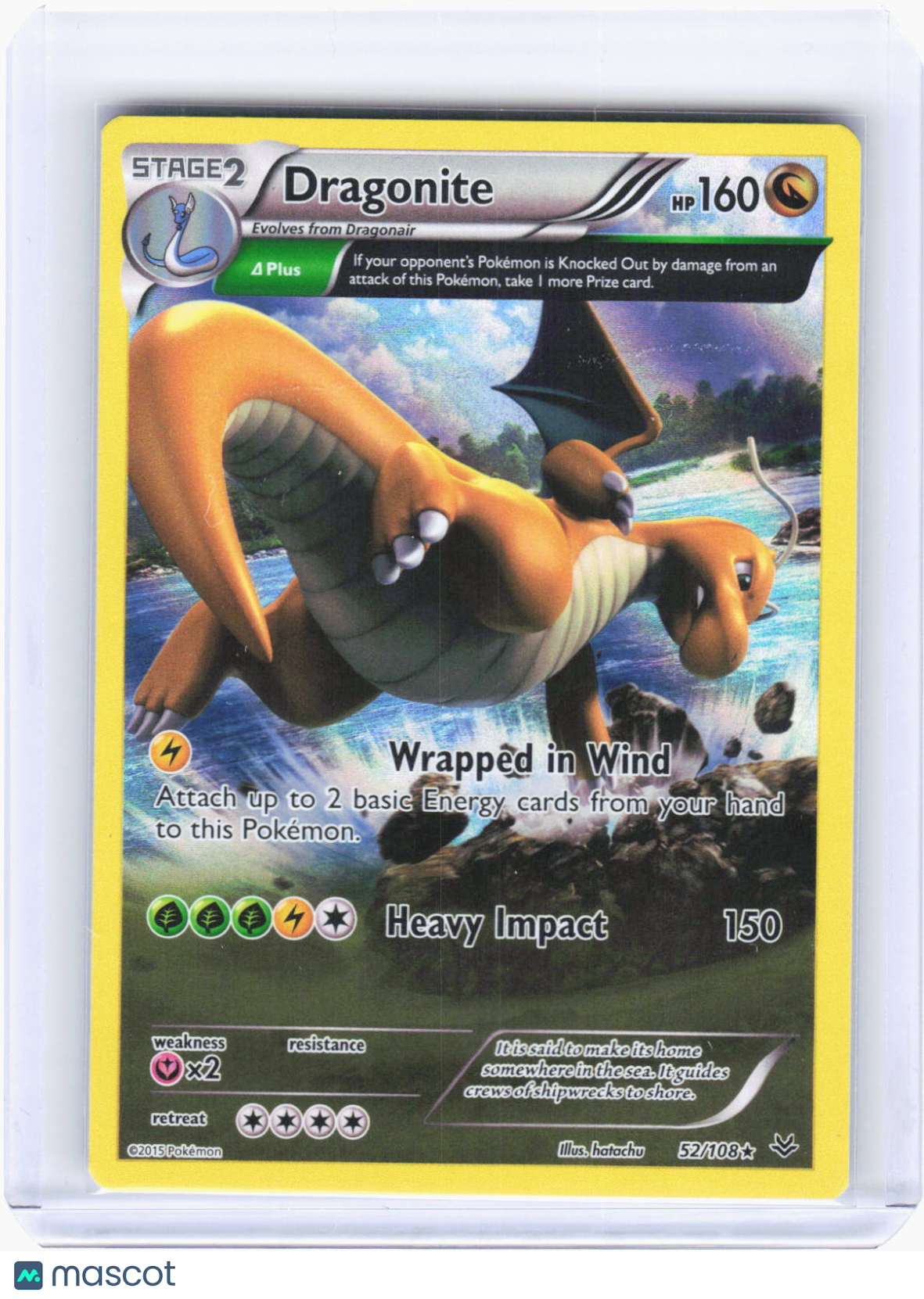 2015 Pokemon—Dragonite #52 Roaring Skies—Rare Holo