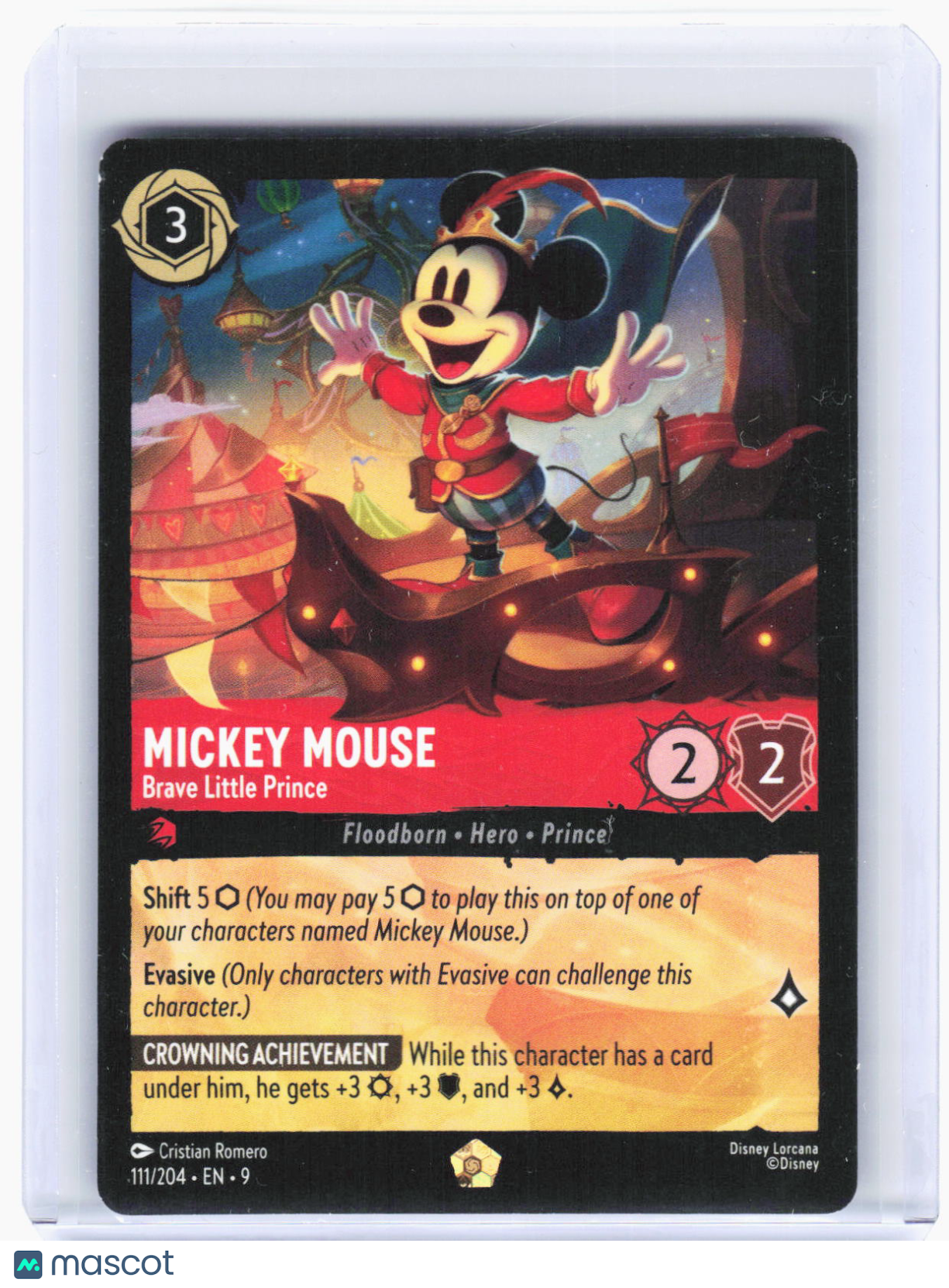 2025 Lorcana—Mickey Mouse - Brave Little Prince #111 Fabled—Enchanted Nonfoil
