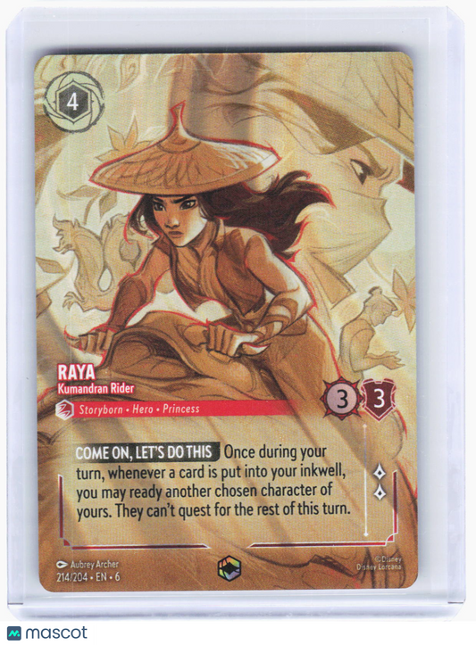 2024 Disney Lorcana—Raya - Kumandran Rider #214/204 Azurite Sea—Enchanted Foil
