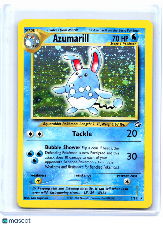 2000 Pokemon—Azumarill #2/111 Neo Genesis—Holo Rare [Damaged]