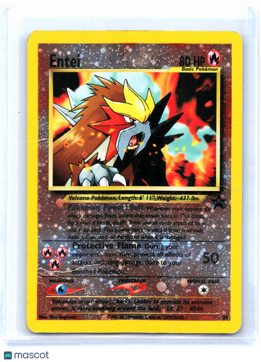 2001 Pokemon—Entei #34 WoTC Promos—Black Star Promo Reverse Holo [Damaged]