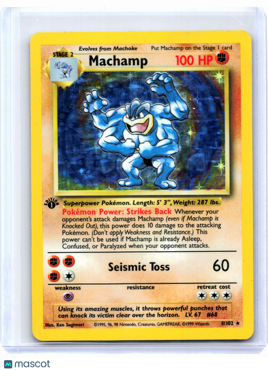 1999 Pokemon—Machamp #8/102 Base Set—Holo Rare [Damaged](1st Edition)