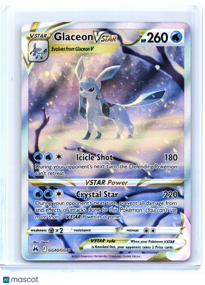 2023 Pokemon—Glaceon VSTAR #GG40/GG70 Crown Zenith: Galarian Gallery—Ultra Rare