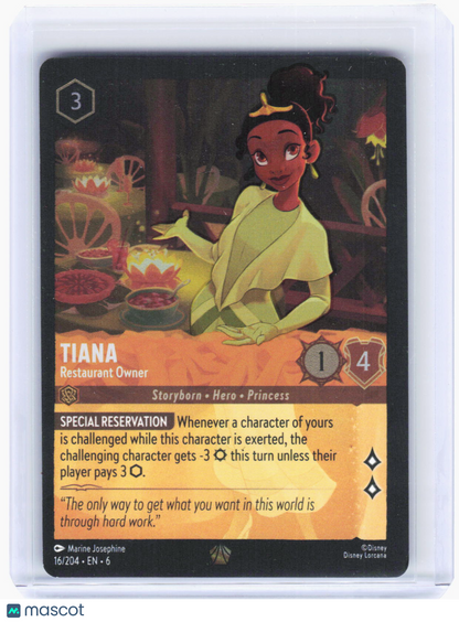 2023 Disney Lorcana—Tiana - Restaurant Owner #16 Azurite Sea—Legendary Foil