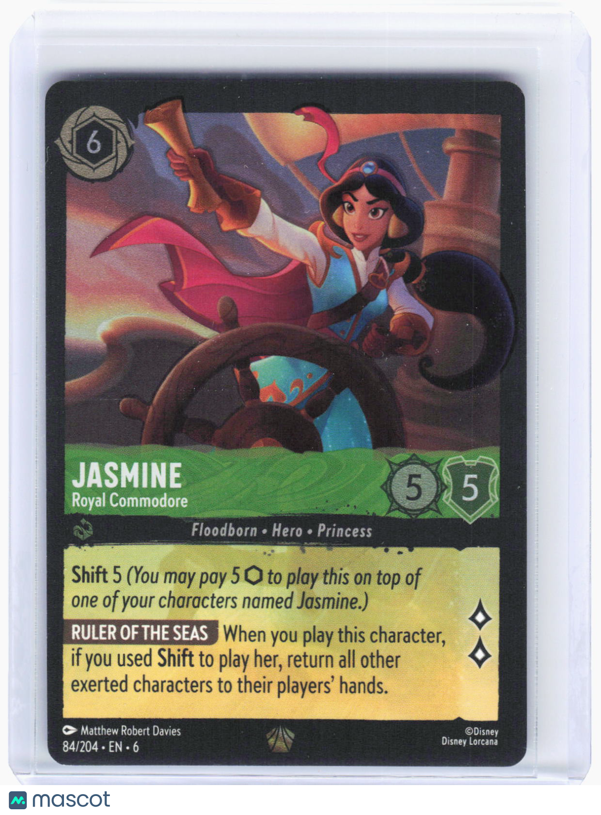 2023 Disney Lorcana—Jasmine - Royal Commodore #84 Azurite Sea—Legendary Foil