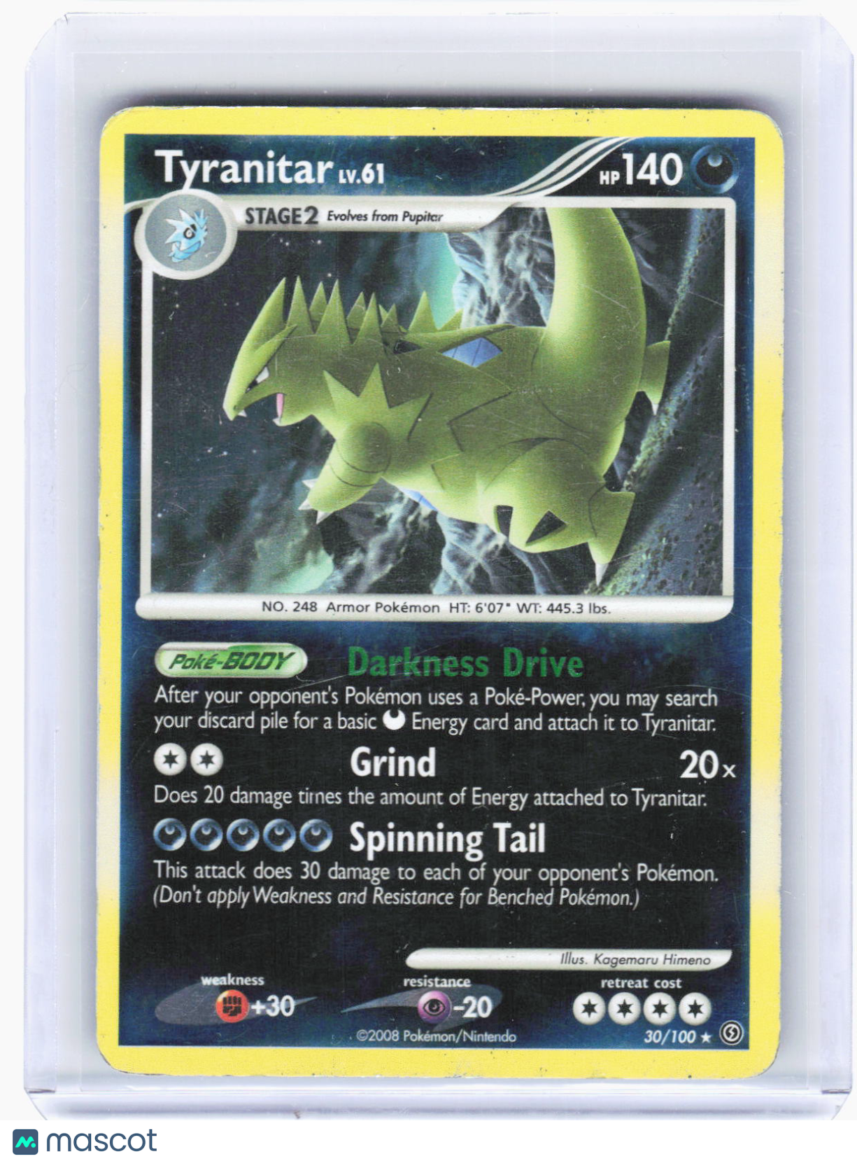 2008 Pokemon—Tyranitar #30 Stormfront—Rare Reverse Holo [Heavily Played]