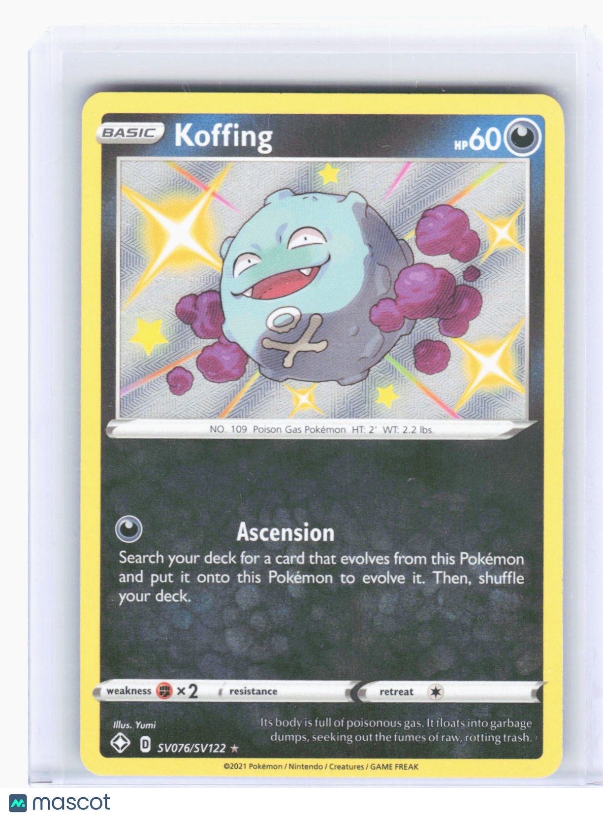 2021 Pokemon—Koffing #SV076 Shining Fates: Shiny Vault—Shiny Rare Holo