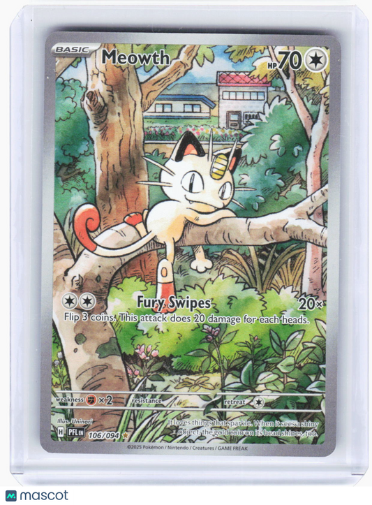 2025 Pokemon—Meowth #106/94 Phantasmal Flames—Illustration Rare Foil