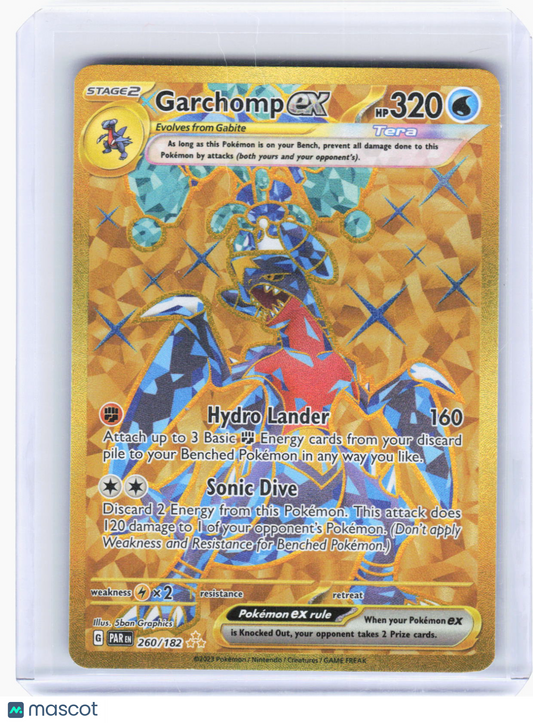 2023 Pokemon—Garchomp ex #260/182 Paradox Rift—Hyper Rare Gold