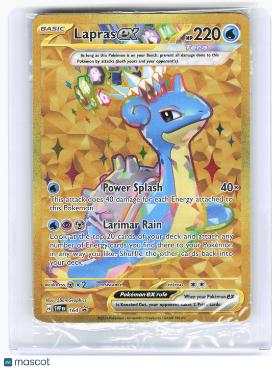 2024 Pokemon—Lapras ex #SVP EN 164 Scarlet & Violet Promo Card—BSP Gold (Sealed)