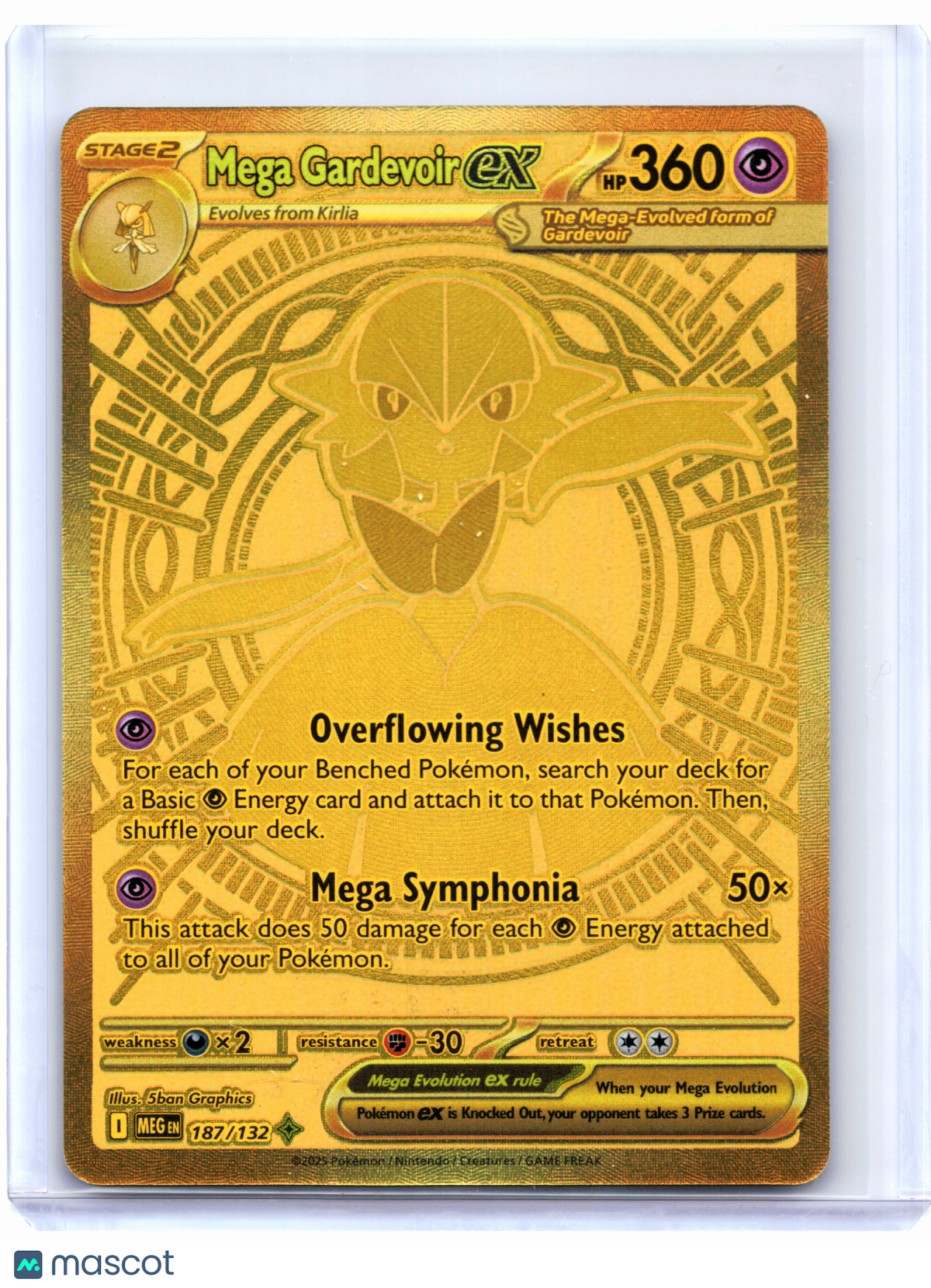 2025 Pokemon—Mega Gardevoir ex #187/132 Mega Evolution Base Set—Mega Hyper Rare