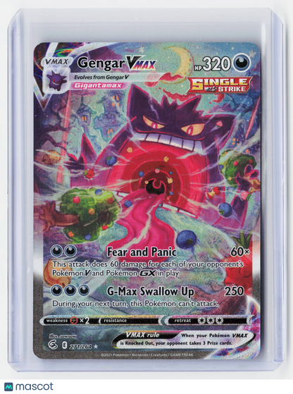 2021 Pokemon—Gengar VMAX #271/264 Fusion Strike—Secret Rare Holo