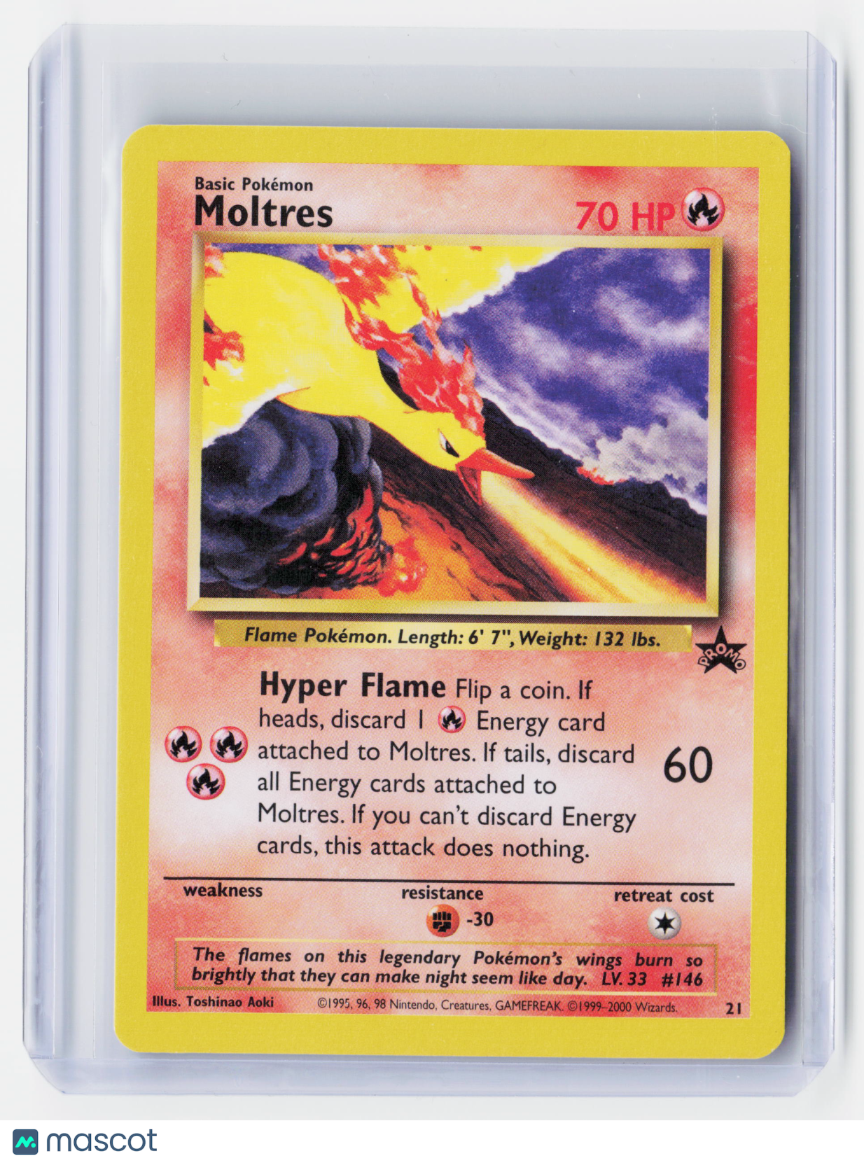 2000 Pokemon—Moltres #21 Wizard of the Coast—Black Star Promo Non-Holo (LP)