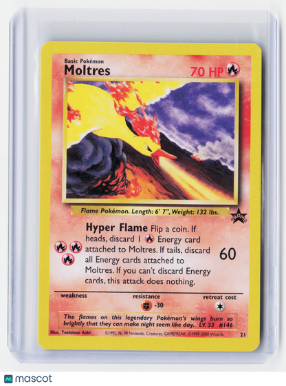 2000 Pokemon—Moltres #21 Wizard of the Coast—Black Star Promo Non-Holo (LP)