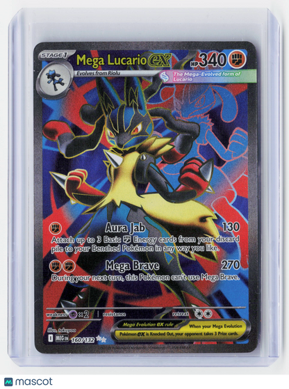 2025 Pokemon—Mega Lucario ex #160/132 Mega Evolution—Ultra Rare Foil
