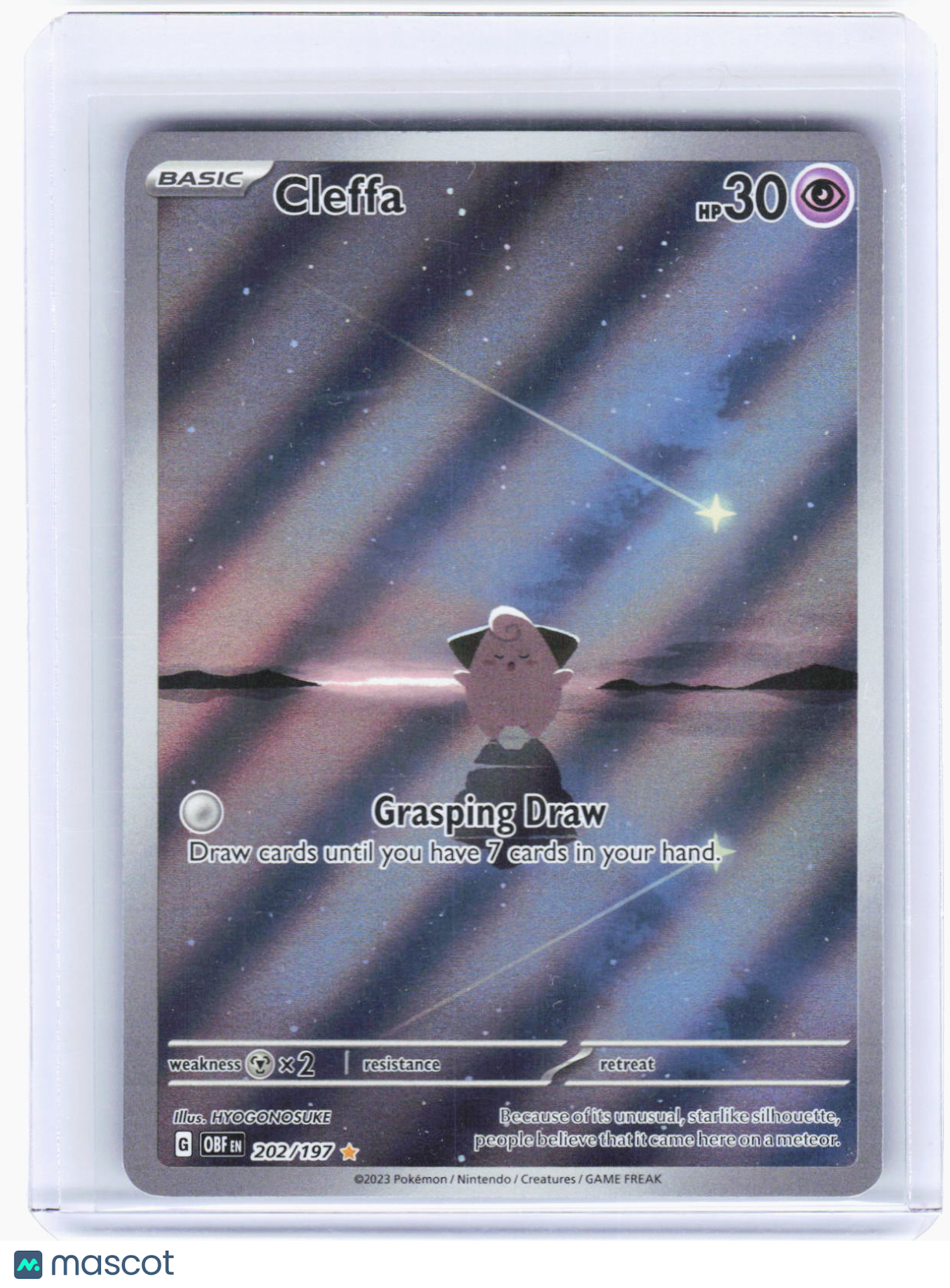 2023 Pokemon—Cleffa #202/197 Obsidian Flames—Illustration Rare Foil