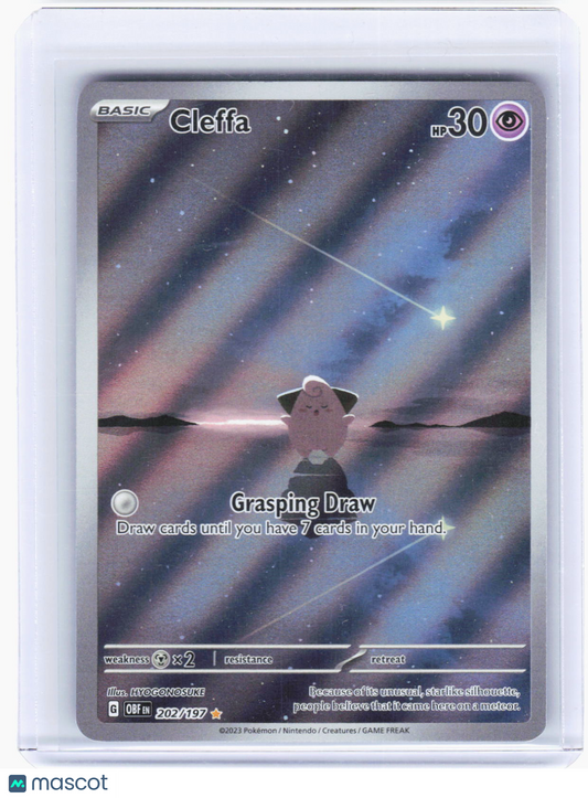2023 Pokemon—Cleffa #202/197 Obsidian Flames—Illustration Rare Foil