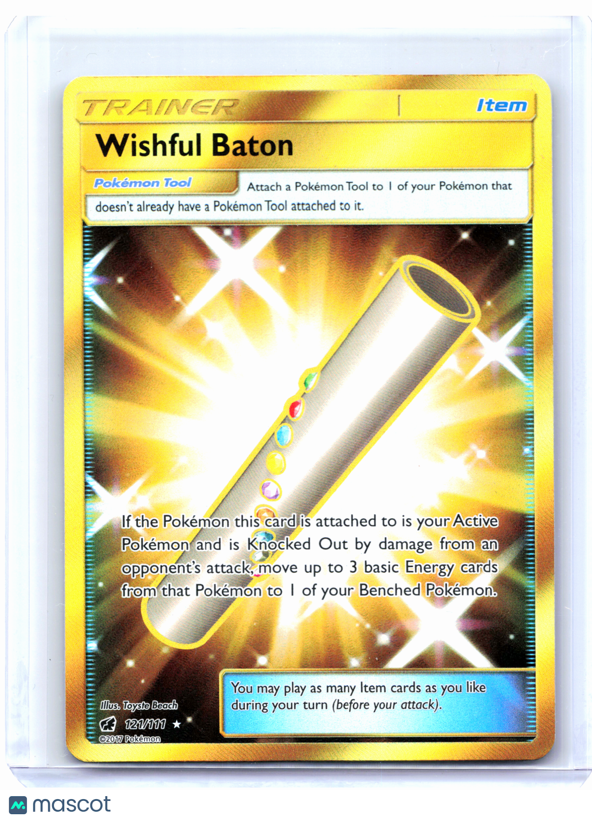 2017 Pokemon—Wishful Baton (Secret) #121/111 Crimson Invasion—Secret Rare Holo