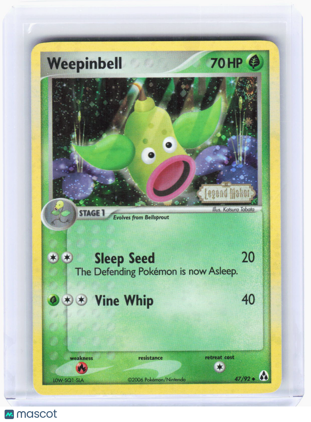 2006 Pokemon—Weepinbell #47/92 Legend Maker—Uncommon Reverse Holo (LP)