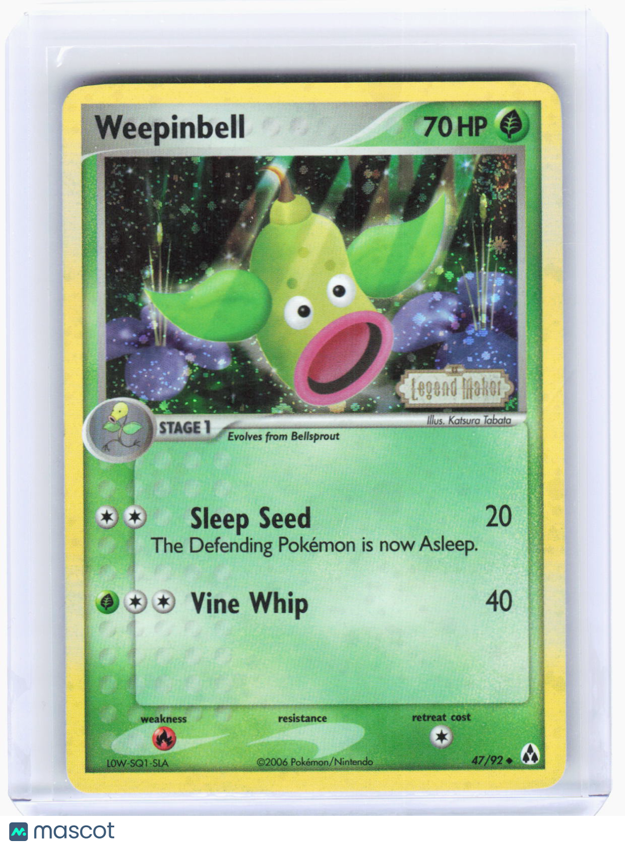 2006 Pokemon—Weepinbell #47/92 Legend Maker—Uncommon Reverse Holo (LP)