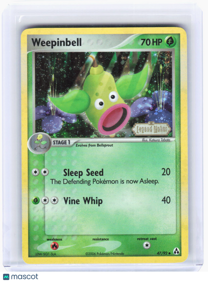 2006 Pokemon—Weepinbell #47/92 Legend Maker—Uncommon Reverse Holo (LP)